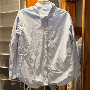 Wilfred Free XS blue and white stripe cotton button up